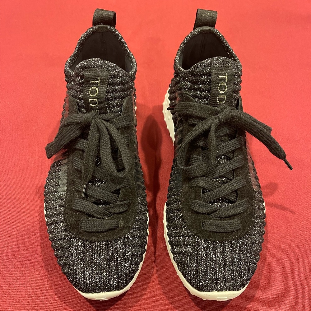 Tod's Black and Gray Textured Sneakers